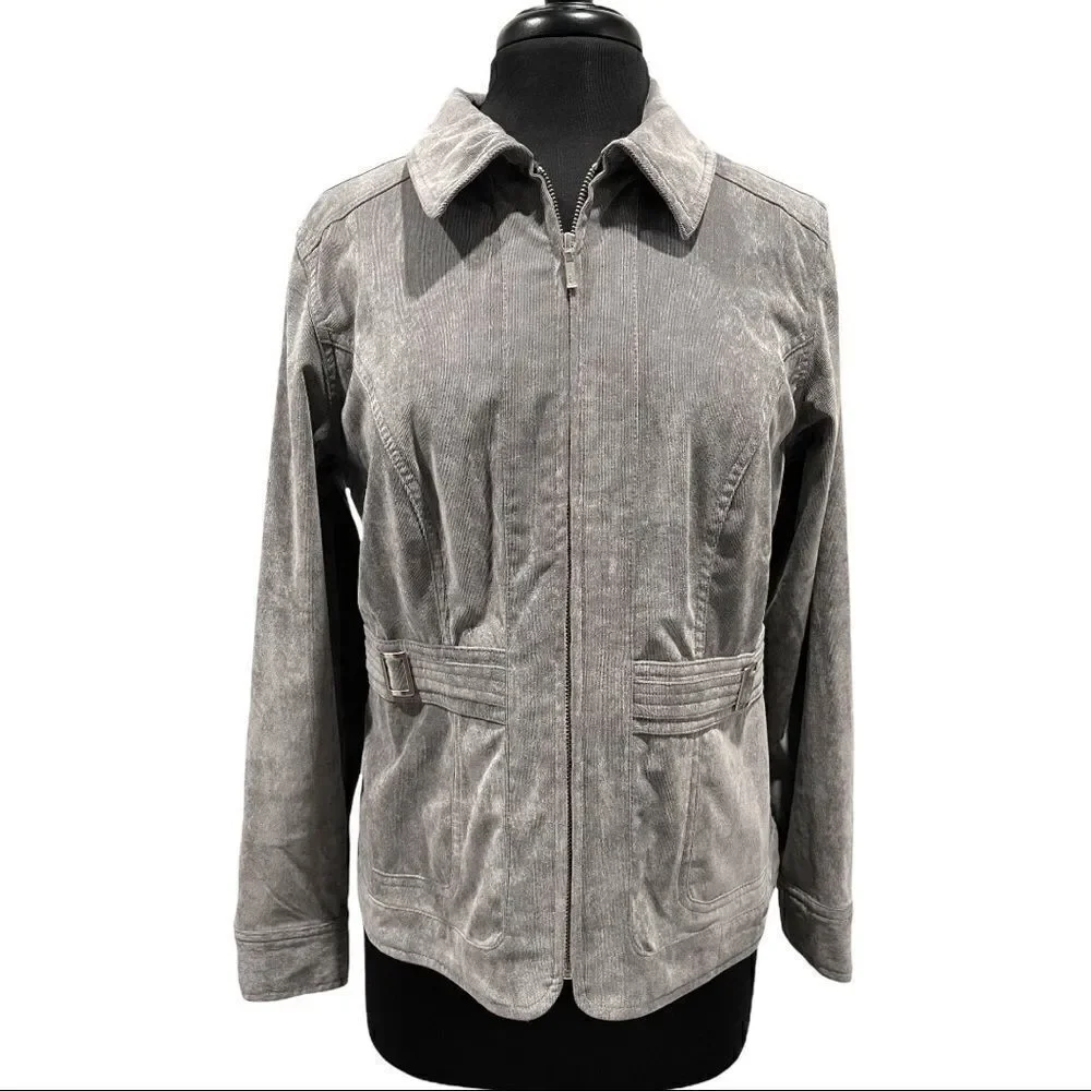 CHRISTOPHER & banks gray corduroy jean jacket style jacket sz M